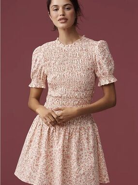Reformation Floral Short Dress in Blush Pink